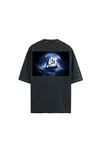 "Navigator Blue Wave" Logo - Oversized Tee